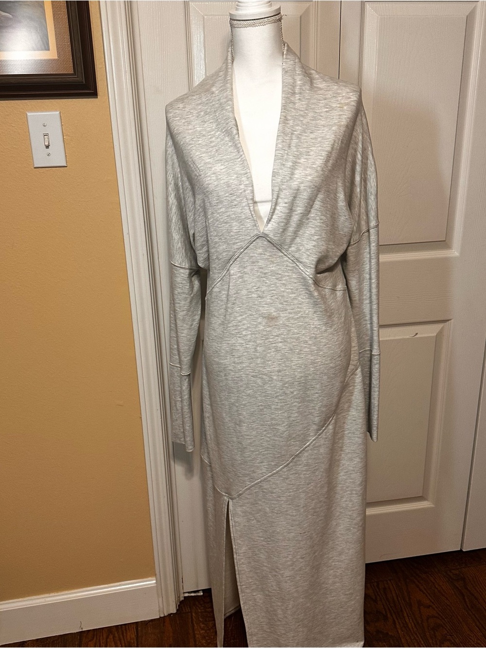 Light Gray Women's Long Wrap Sleep Dress